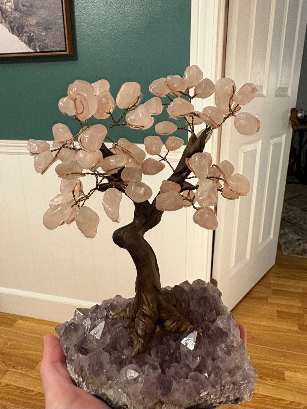 Large Amethest & Rose Quartz Gemstone Tree